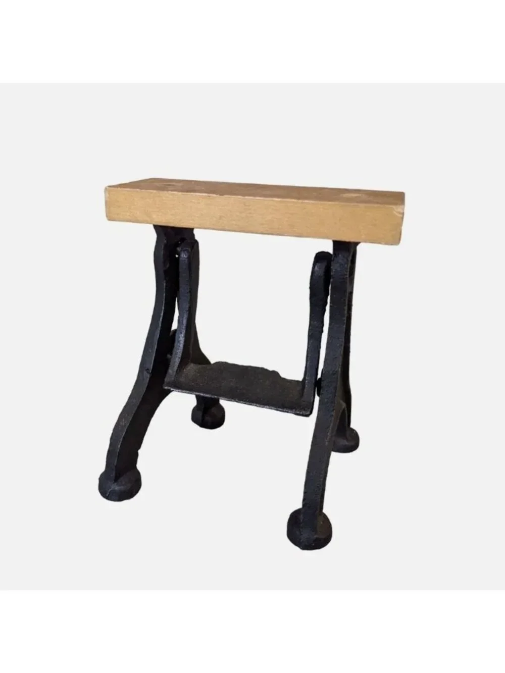 Miniature Vtg.-Style Cast Iron Table With Wooden Top Dollhouse Furniture Accents